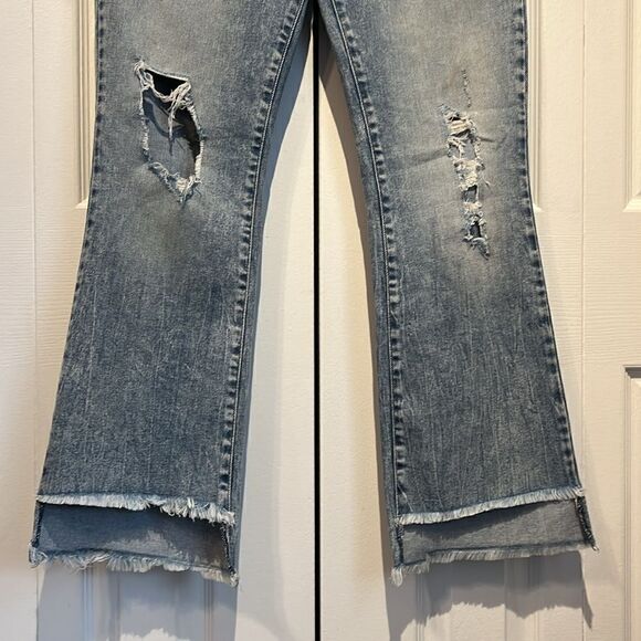 United Colors of Benetton Light Wash Distressed High Low Hem‎ Jeans Size 29 - Picture 3 of 15